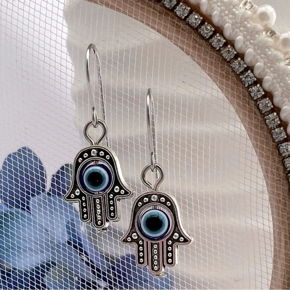 𝅺hamsa Evil Eye Stainless Steel Earrings